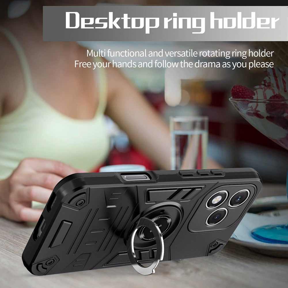 For Honor 400 Lite 5G Case with Ring Holder Kickstand PC + TPU Anti-Fall Phone Cover