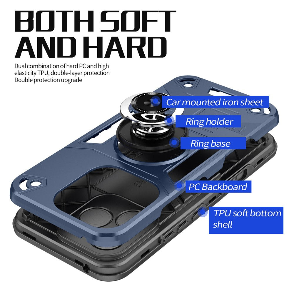 For Honor 400 Lite 5G Case with Ring Holder Kickstand PC + TPU Anti-Fall Phone Cover
