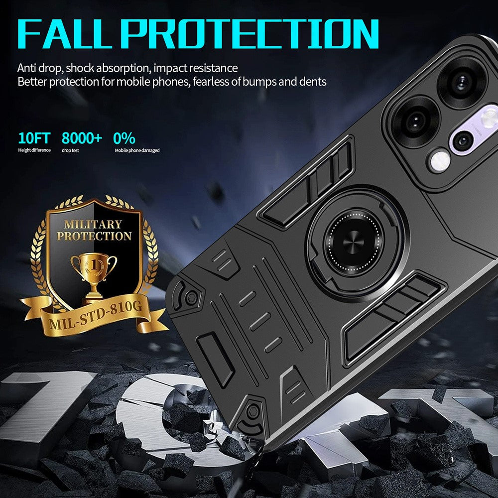 For Oppo Reno14 Pro 5G (Global) Case with Ring Holder Kickstand PC + TPU Anti-Fall Phone Cover