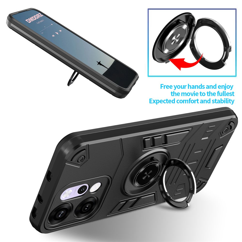 For Oppo Reno14 Pro 5G (Global) Case with Ring Holder Kickstand PC + TPU Anti-Fall Phone Cover