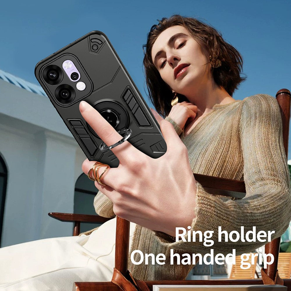 For Oppo Reno14 Pro 5G (Global) Case with Ring Holder Kickstand PC + TPU Anti-Fall Phone Cover