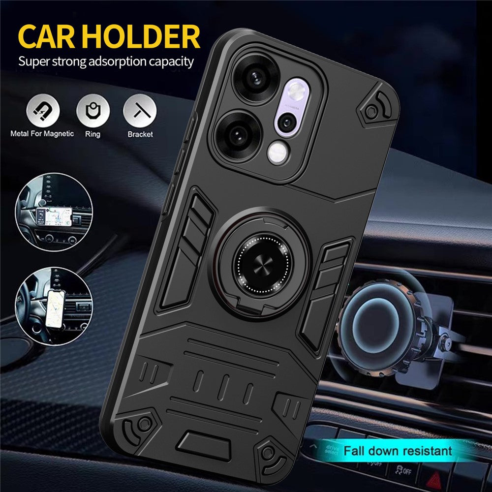 For Oppo Reno14 Pro 5G (Global) Case with Ring Holder Kickstand PC + TPU Anti-Fall Phone Cover