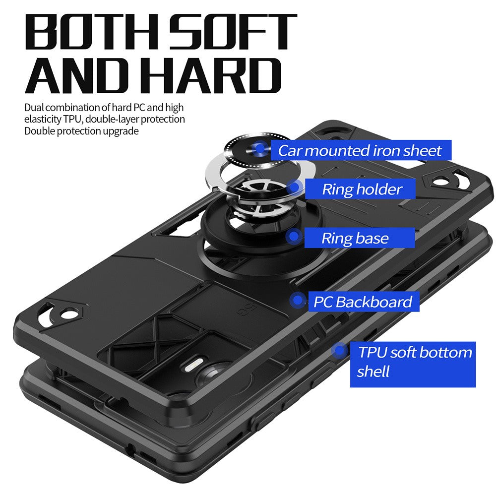 For Motorola Edge 50 Fusion 5G Case with Ring Holder Kickstand PC + TPU Anti-Fall Phone Cover