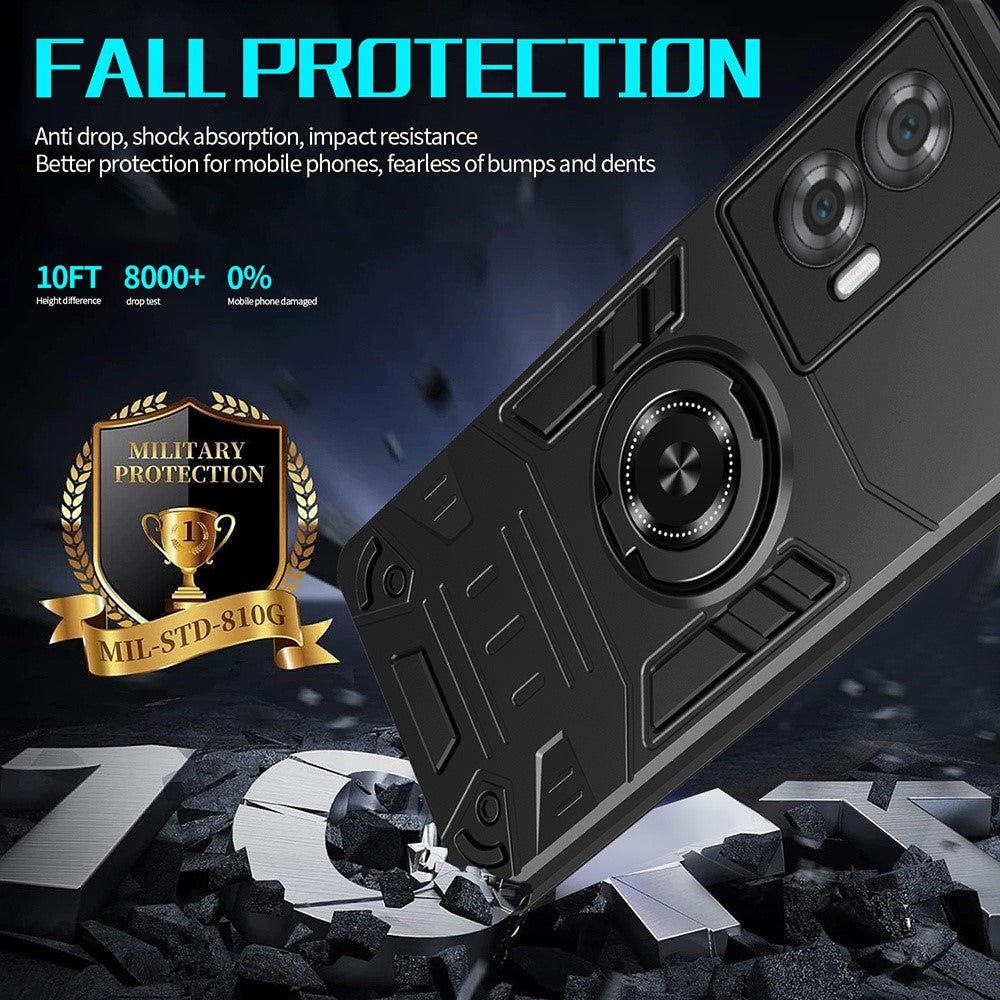 For Motorola Edge 50 Fusion 5G Case with Ring Holder Kickstand PC + TPU Anti-Fall Phone Cover