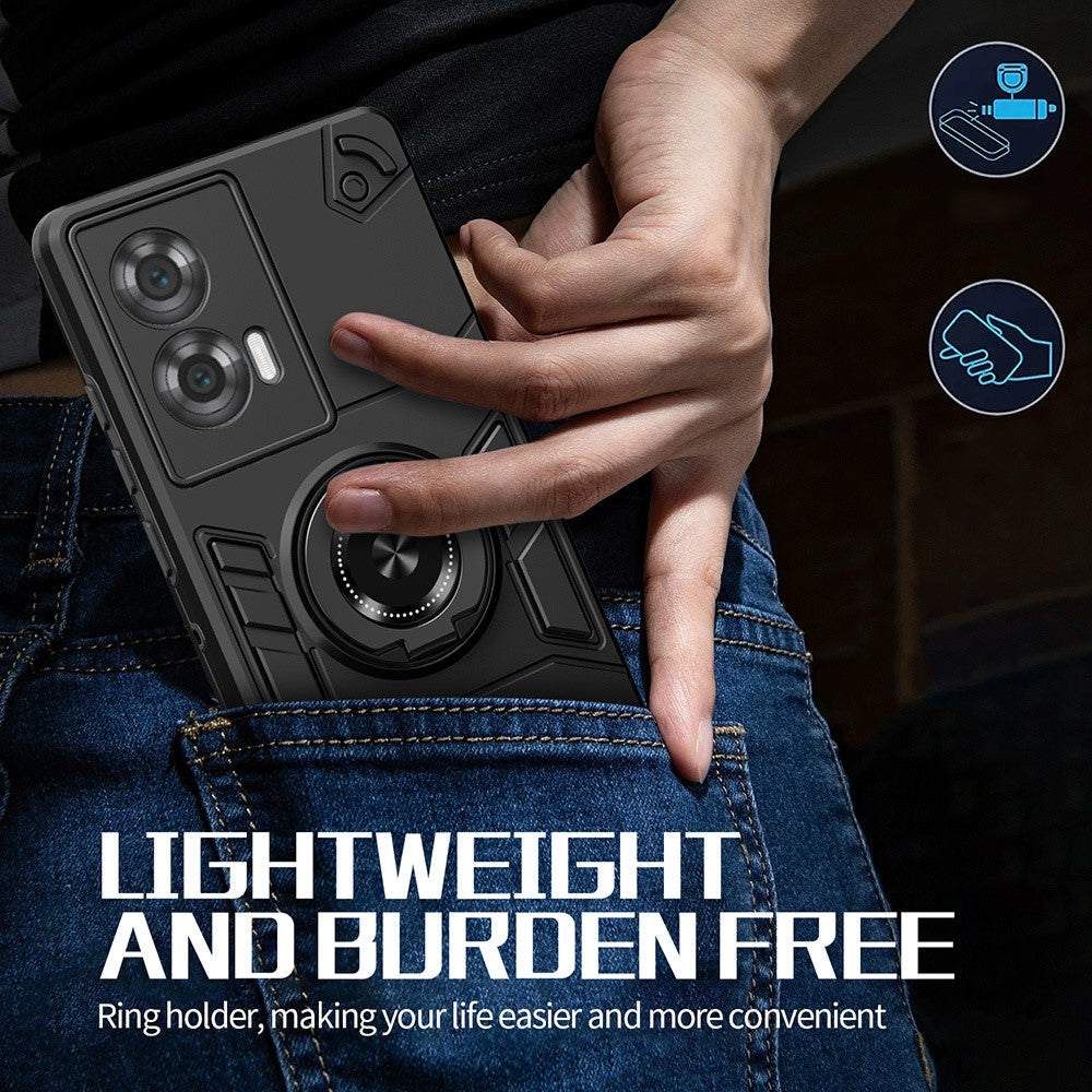 For Motorola Edge 50 Fusion 5G Case with Ring Holder Kickstand PC + TPU Anti-Fall Phone Cover