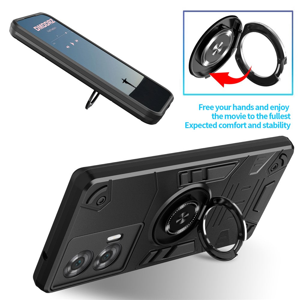 For Motorola Edge 50 Fusion 5G Case with Ring Holder Kickstand PC + TPU Anti-Fall Phone Cover