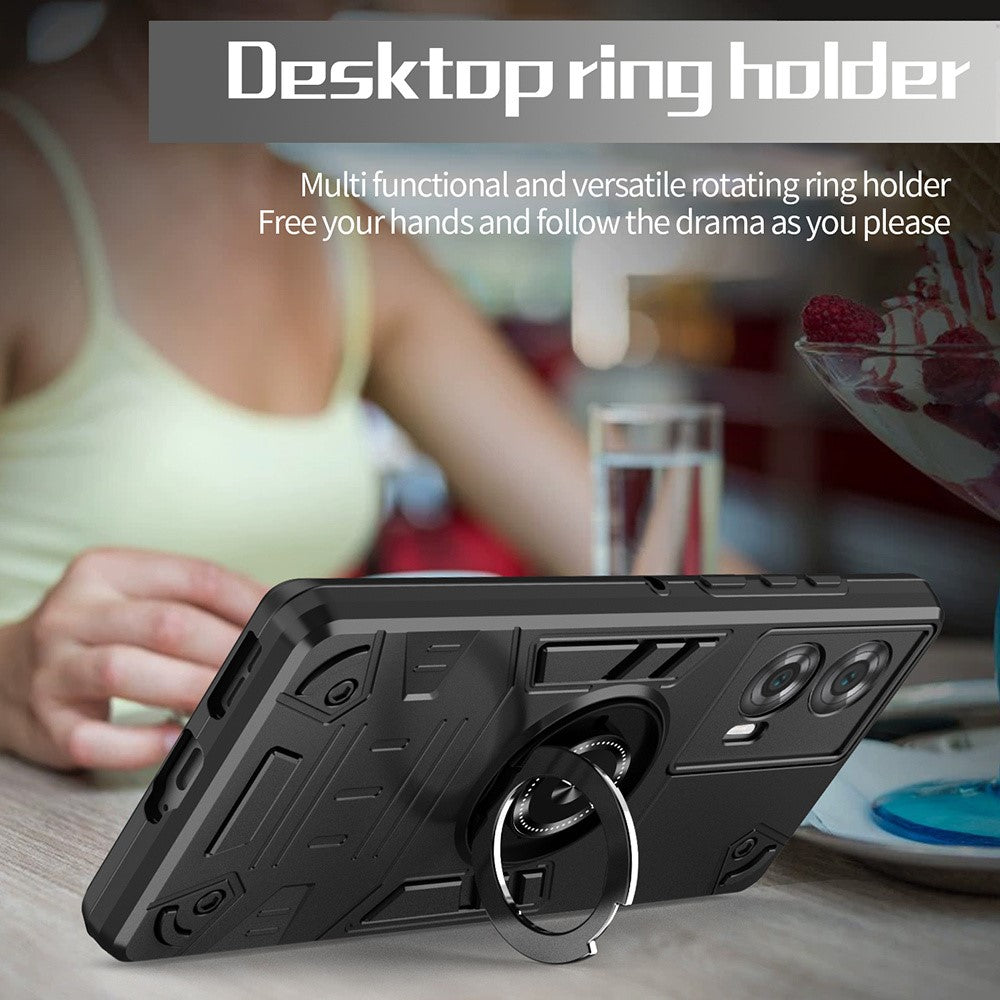 For Motorola Edge 50 Fusion 5G Case with Ring Holder Kickstand PC + TPU Anti-Fall Phone Cover