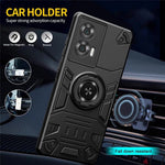 For Motorola Edge 50 Fusion 5G Case with Ring Holder Kickstand PC + TPU Anti-Fall Phone Cover