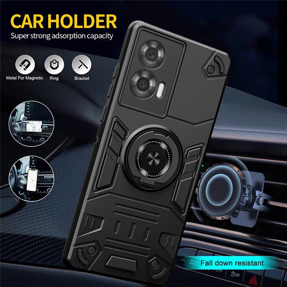 For Motorola Edge 50 Fusion 5G Case with Ring Holder Kickstand PC + TPU Anti-Fall Phone Cover