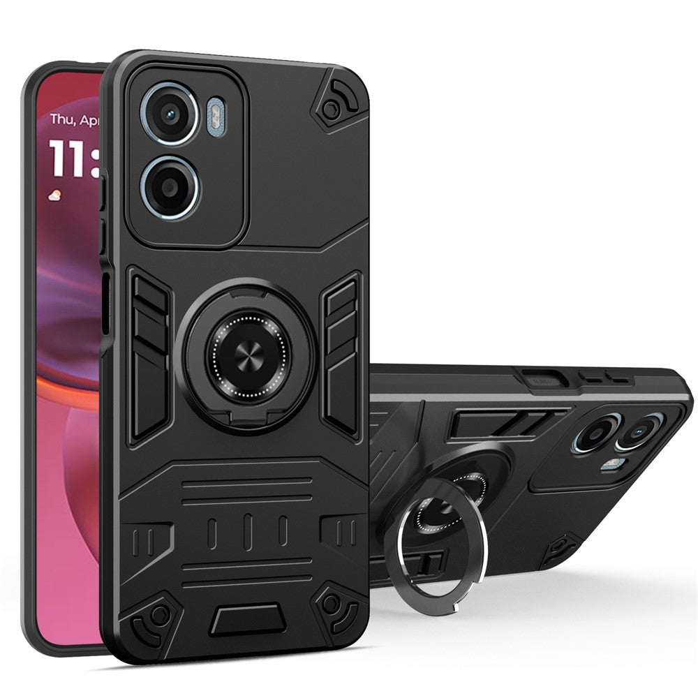 Til Motorola Moto G05 4G / E15 4G cover med ringholder kickstand PC + TPU Anti-fald telefoncover