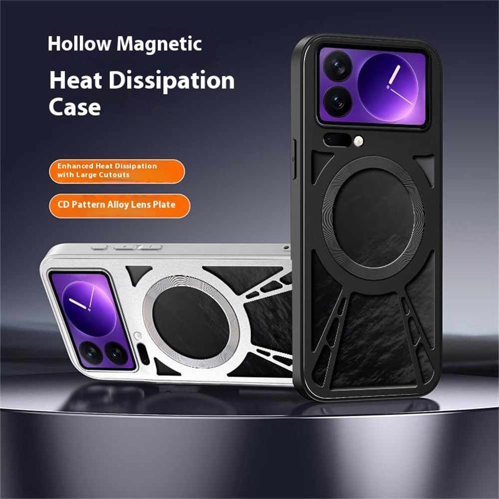 For Xiaomi 17 Pro Magnetic Case Hollow Heat Dissipation Silicone + PC + Metal Bumper Phone Cover