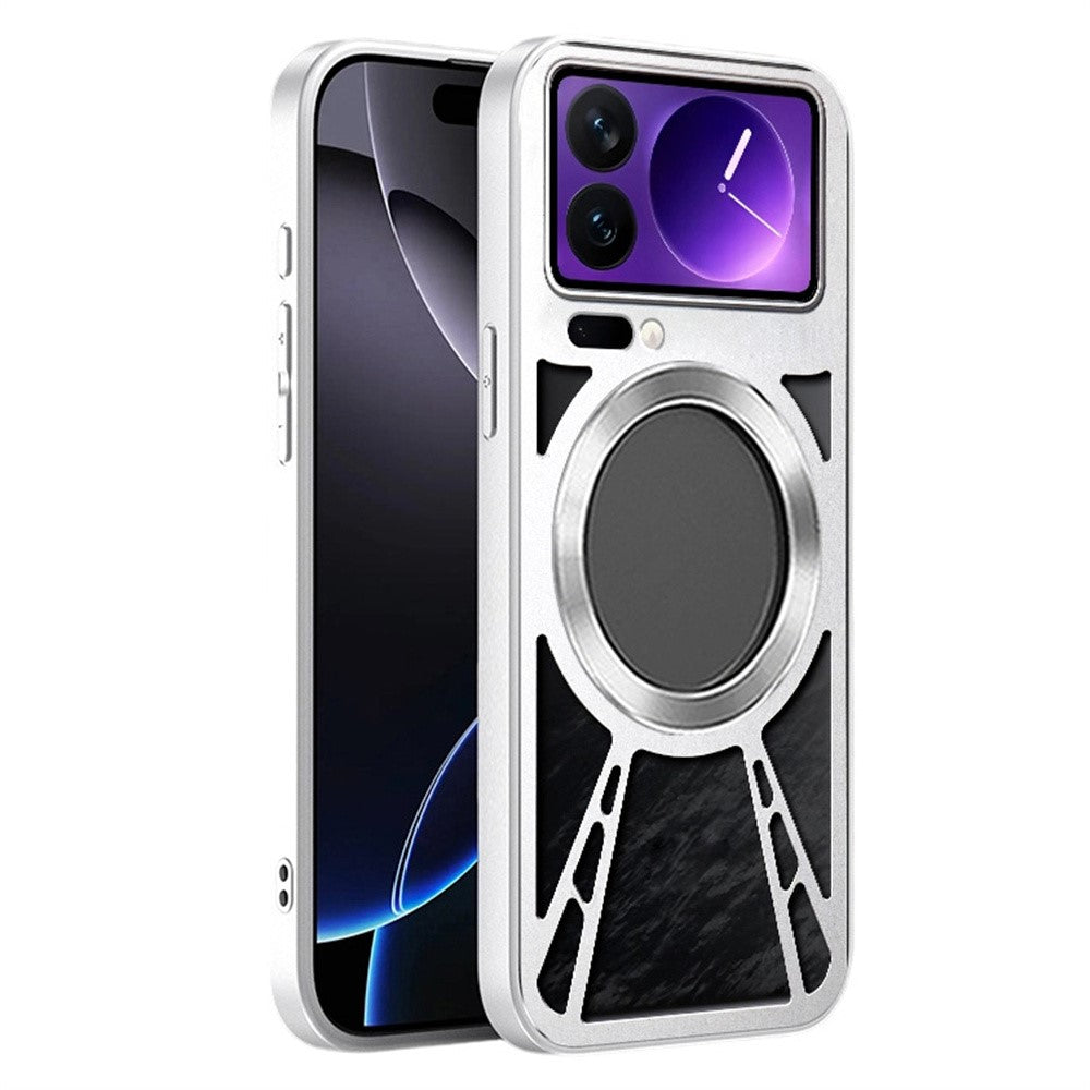 For Xiaomi 17 Pro Magnetic Case Hollow Heat Dissipation Silicone + PC + Metal Bumper Phone Cover