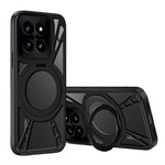 For Xiaomi 17 Case Magnetic Kickstand Hollow Heat Dissipation Silicone + PC + Metal Bumper Phone Cover