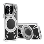 For Xiaomi 17 Case Magnetic Kickstand Hollow Heat Dissipation Silicone + PC + Metal Bumper Phone Cover