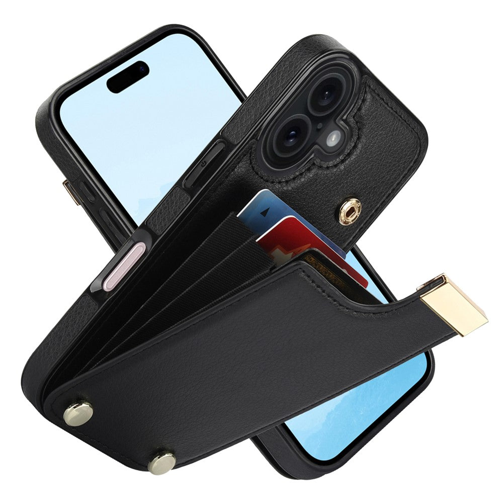 Til iPhone 17 Etui TPU + PU Læder Hardware Dekor Telefoncover med Kortlomme