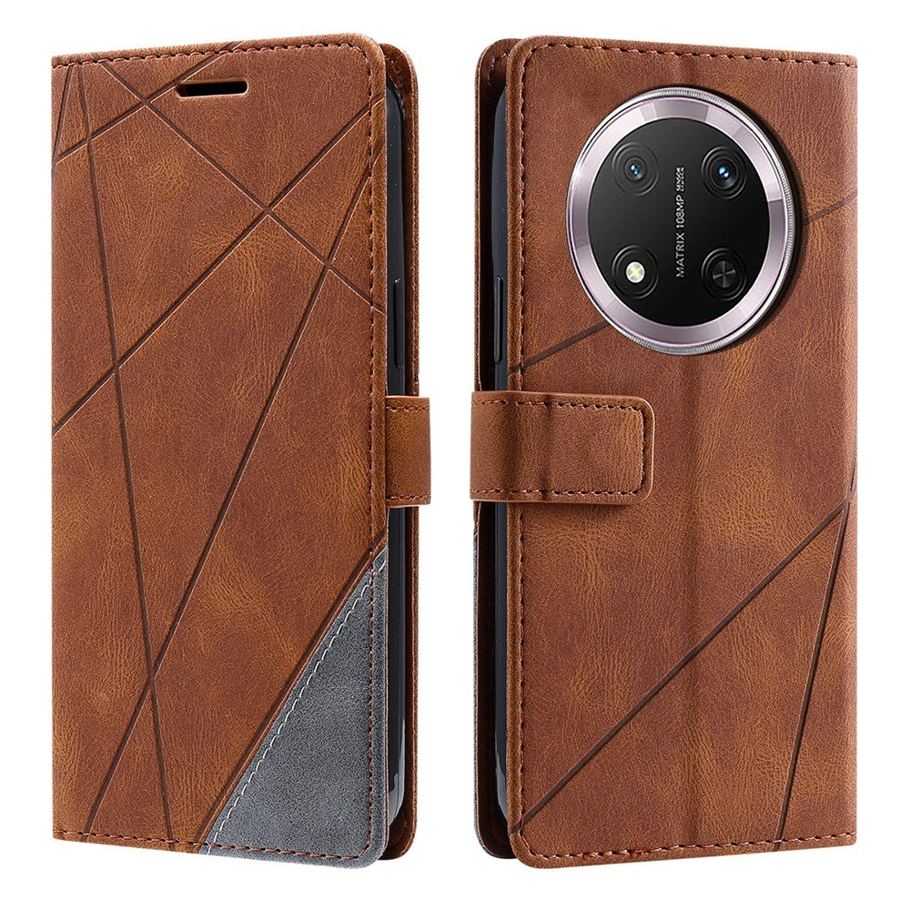 Leather Case for Honor X9c 5G / Magic7 Lite 5G / X60 Pro 5G Imprinted Lines Splicing Wallet Phone Cover