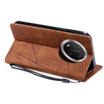 Leather Case for Honor X9c 5G / Magic7 Lite 5G / X60 Pro 5G Imprinted Lines Splicing Wallet Phone Cover