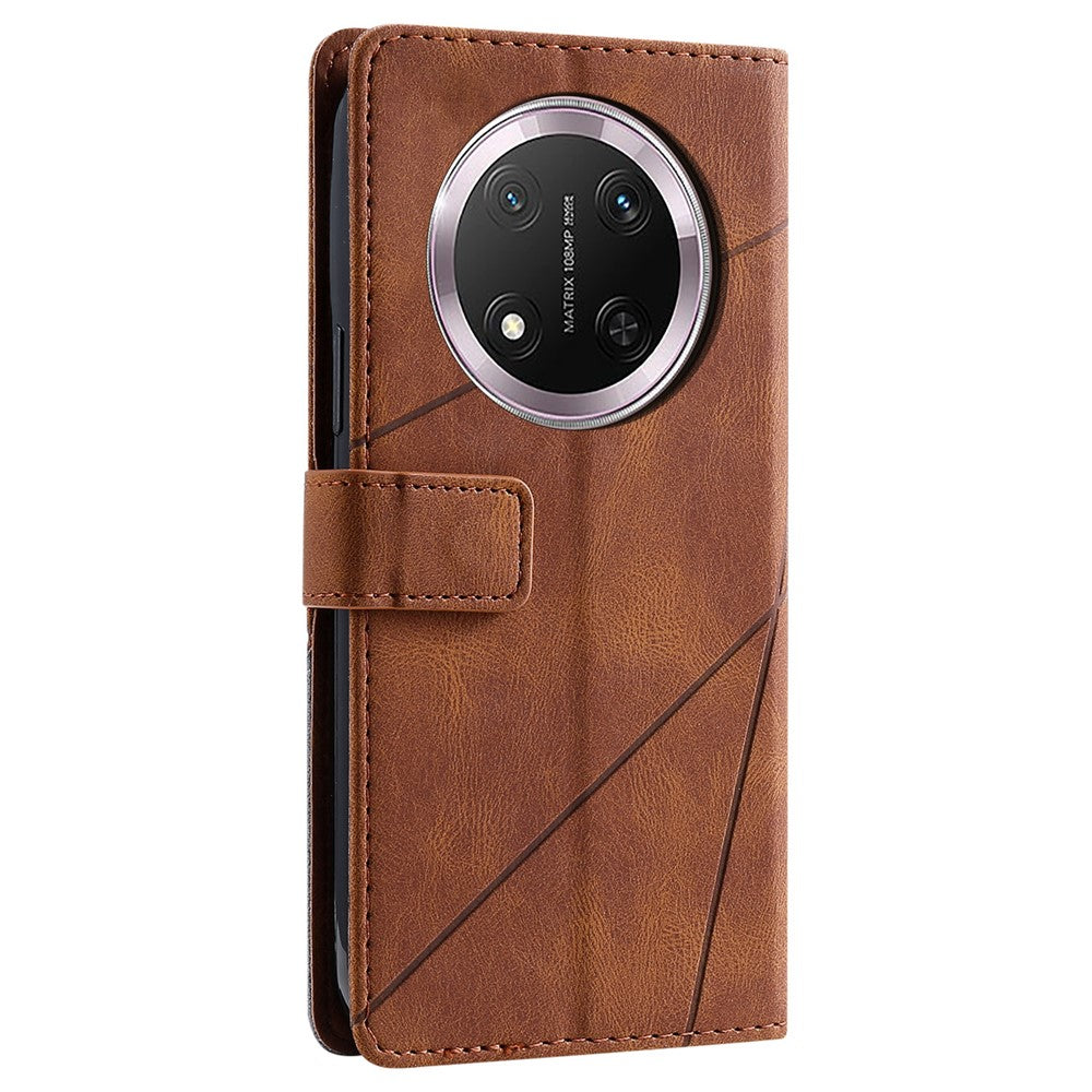 Leather Case for Honor X9c 5G / Magic7 Lite 5G / X60 Pro 5G Imprinted Lines Splicing Wallet Phone Cover