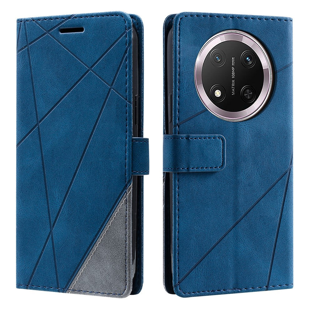Leather Case for Honor X9c 5G / Magic7 Lite 5G / X60 Pro 5G Imprinted Lines Splicing Wallet Phone Cover