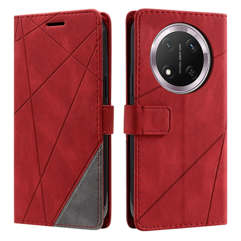Leather Case for Honor X9c 5G / Magic7 Lite 5G / X60 Pro 5G Imprinted Lines Splicing Wallet Phone Cover