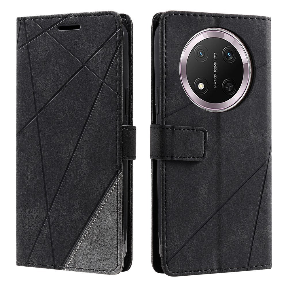 Leather Case for Honor X9c 5G / Magic7 Lite 5G / X60 Pro 5G Imprinted Lines Splicing Wallet Phone Cover