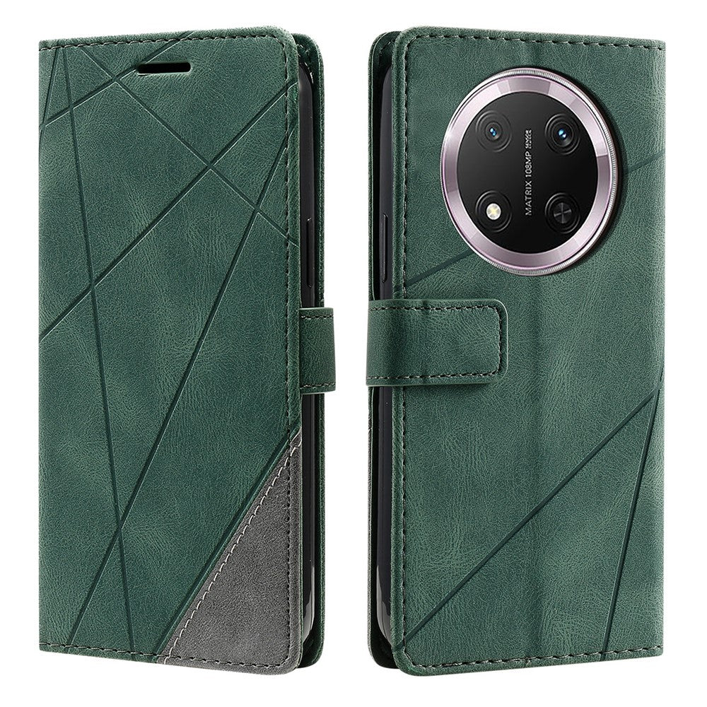 Leather Case for Honor X9c 5G / Magic7 Lite 5G / X60 Pro 5G Imprinted Lines Splicing Wallet Phone Cover