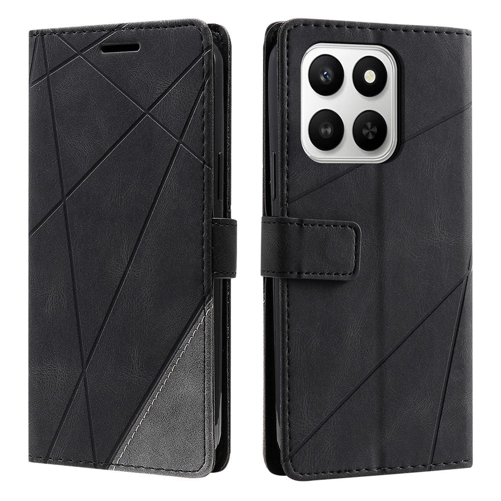 Leather Case for Honor 400 Smart 5G / 4G / X7d 4G / 5G Imprinted Lines Splicing Wallet Phone Cover