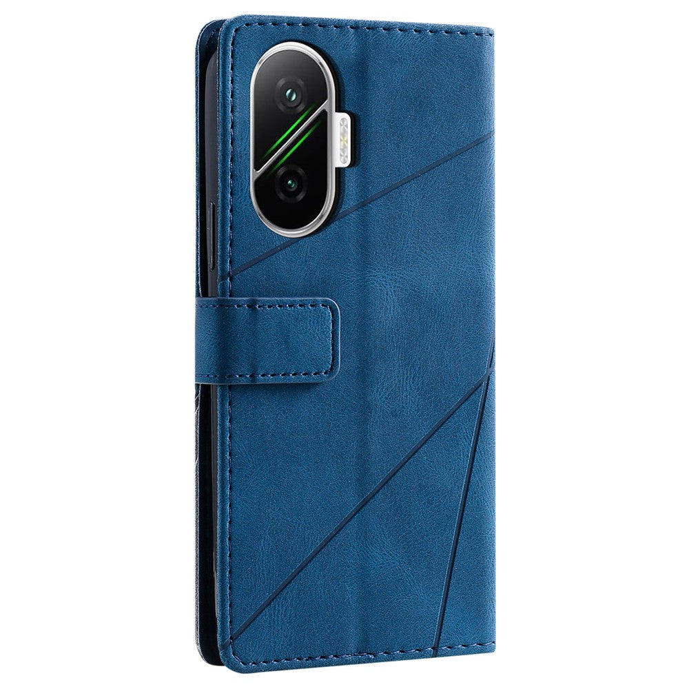For Xiaomi Poco F7 5G / Redmi Turbo 4 Pro 5G Case Imprinted Lines PU Leather Splicing Wallet Phone Cover