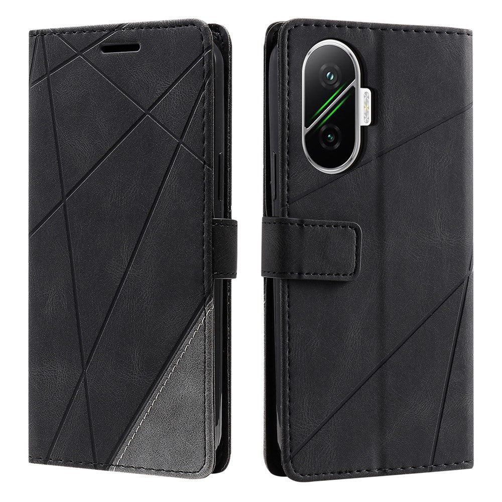 For Xiaomi Poco F7 5G / Redmi Turbo 4 Pro 5G Case Imprinted Lines PU Leather Splicing Wallet Phone Cover
