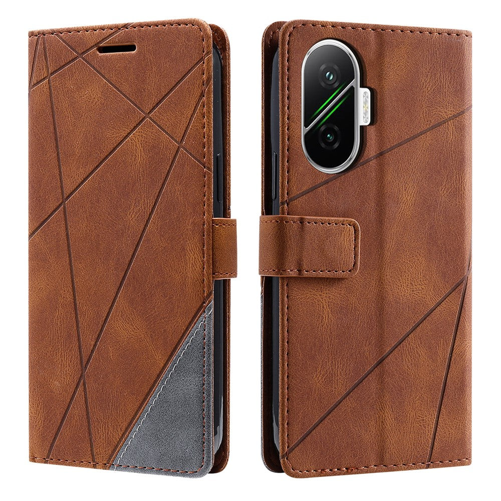For Xiaomi Poco F7 5G / Redmi Turbo 4 Pro 5G Case Imprinted Lines PU Leather Splicing Wallet Phone Cover