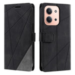 Leather Case for Xiaomi Redmi 15C 4G (EU) (173mm) / 15C 5G (EU) (173mm) / Poco C85 4G (173mm) Imprinted Lines Splicing Wallet Phone Cover