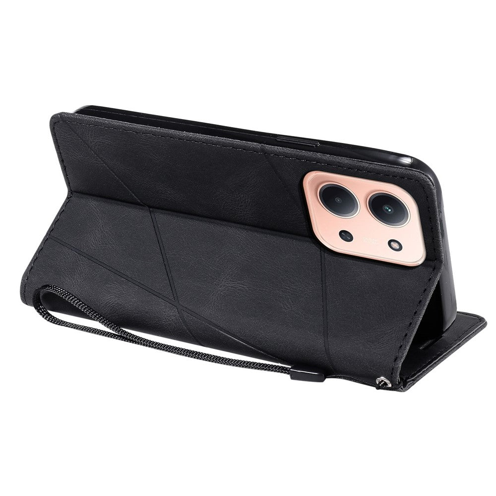 Leather Case for Xiaomi Redmi 15C 4G (EU) (173mm) / 15C 5G (EU) (173mm) / Poco C85 4G (173mm) Imprinted Lines Splicing Wallet Phone Cover