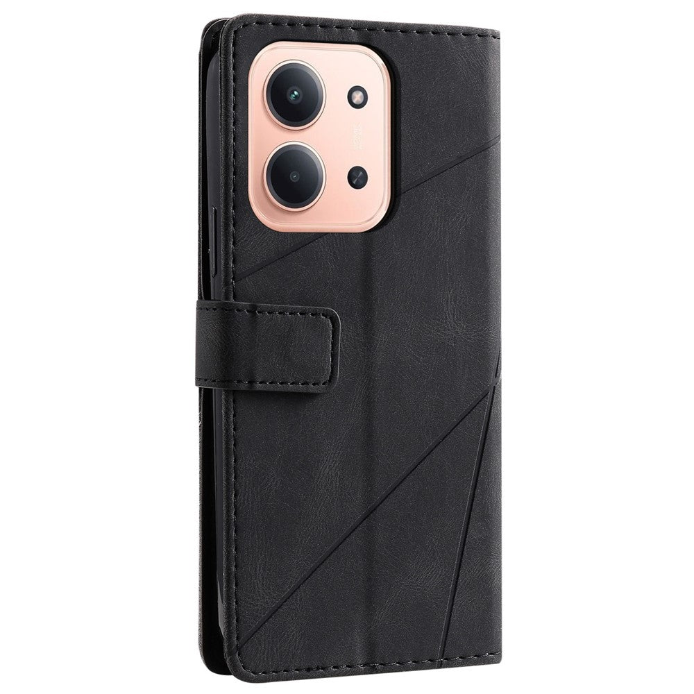 Leather Case for Xiaomi Redmi 15C 4G (EU) (173mm) / 15C 5G (EU) (173mm) / Poco C85 4G (173mm) Imprinted Lines Splicing Wallet Phone Cover