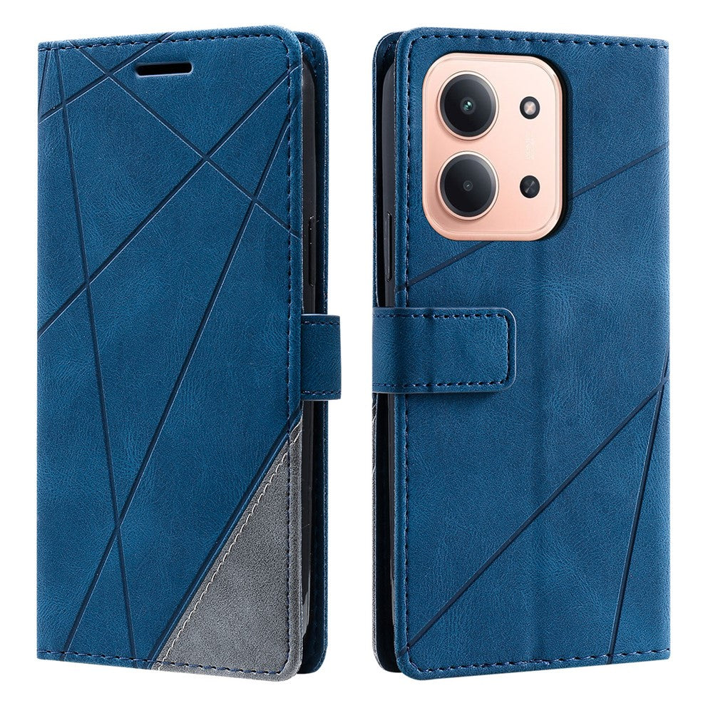Leather Case for Xiaomi Redmi 15C 4G (EU) (173mm) / 15C 5G (EU) (173mm) / Poco C85 4G (173mm) Imprinted Lines Splicing Wallet Phone Cover
