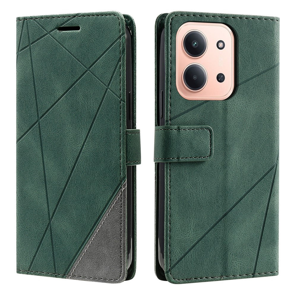 Leather Case for Xiaomi Redmi 15C 4G (EU) (173mm) / 15C 5G (EU) (173mm) / Poco C85 4G (173mm) Imprinted Lines Splicing Wallet Phone Cover