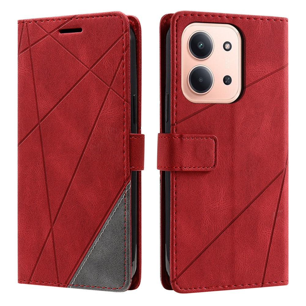 Leather Case for Xiaomi Redmi 15C 4G (EU) (173mm) / 15C 5G (EU) (173mm) / Poco C85 4G (173mm) Imprinted Lines Splicing Wallet Phone Cover