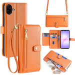 Til Samsung Galaxy A08 5G / A08 4G / A07 4G Læderetui Lynlåslomme Pung Telefoncover med 2 Stropper