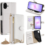For Samsung Galaxy A08 5G / A08 4G / A07 4G Leather Case Wallet Stand Cover Irregular Tail Style with Chain Strap