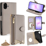 For Samsung Galaxy A08 5G / A08 4G / A07 4G Leather Case Wallet Stand Cover Irregular Tail Style with Chain Strap