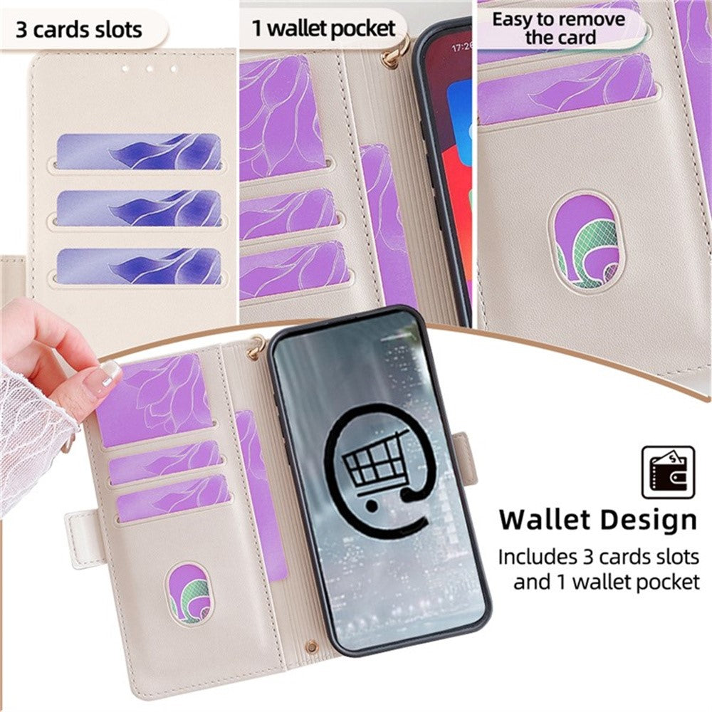 Til Samsung Galaxy A08 5G / A08 4G / A07 4G Cover RFID Blokerende Pung i PU-læder med Håndledsrem