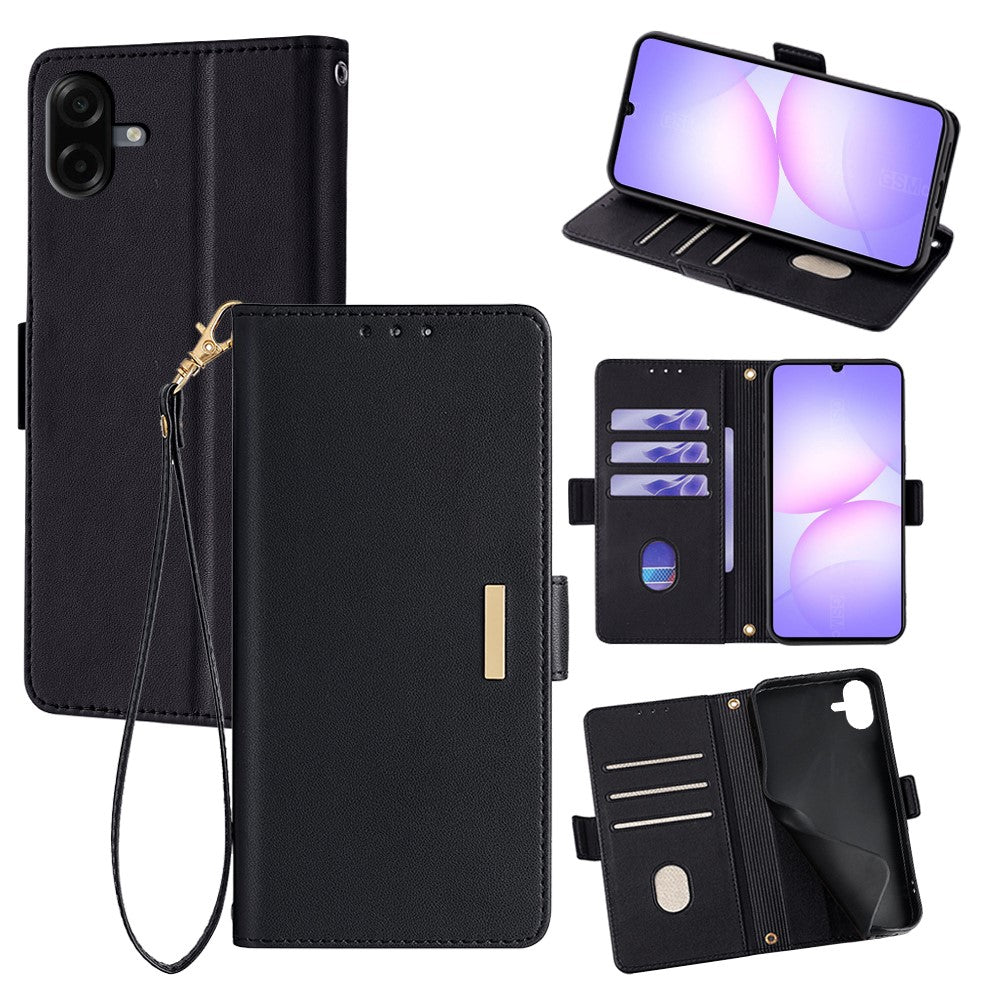 Til Samsung Galaxy A08 5G / A08 4G / A07 4G Cover RFID Blokerende Pung i PU-læder med Håndledsrem