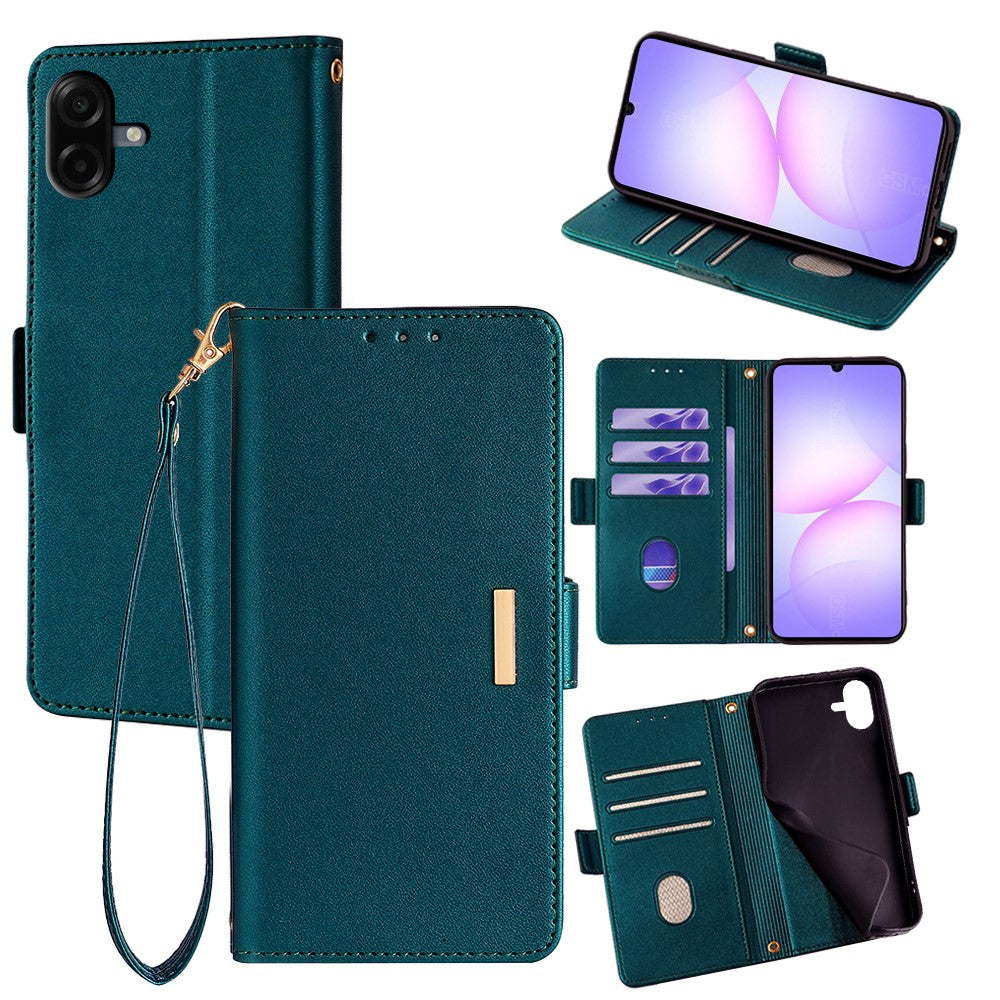 Til Samsung Galaxy A08 5G / A08 4G / A07 4G Cover RFID Blokerende Pung i PU-læder med Håndledsrem
