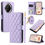 PU Leather Case for Honor X9c 5G / Magic7 Lite 5G / X60 Pro 5G Wallet Rhombus Grid Phone Cover with Shoulder Strap / Wrist Strap