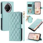 PU Leather Case for Honor X9c 5G / Magic7 Lite 5G / X60 Pro 5G Wallet Rhombus Grid Phone Cover with Shoulder Strap / Wrist Strap