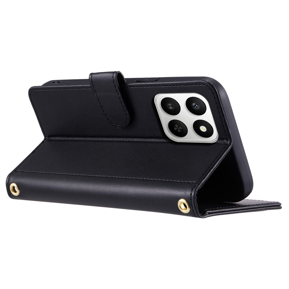 PU Leather Case for Honor 400 Smart 5G / 4G / X7d 5G / 4G Wallet Rhombus Grid Phone Cover with Shoulder Strap / Wrist Strap