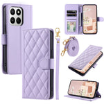 PU Leather Case for Honor 400 Smart 5G / 4G / X7d 5G / 4G Wallet Rhombus Grid Phone Cover with Shoulder Strap / Wrist Strap