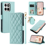 PU Leather Case for Honor 400 Smart 5G / 4G / X7d 5G / 4G Wallet Rhombus Grid Phone Cover with Shoulder Strap / Wrist Strap