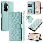 For Xiaomi Poco F7 5G / Redmi Turbo 4 Pro 5G Case Wallet Rhombus Grid PU Leather Phone Cover with Shoulder Strap / Wrist Strap