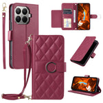 For Xiaomi 15T Pro Case Ring Buckle Wallet Stand Rhombus Crossbody Leather Mobile Cover