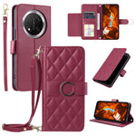 Crossbody Leather Case for Honor X9c 5G / Magic7 Lite 5G / X60 Pro 5G Ring Buckle Wallet Stand Rhombus Mobile Cover
